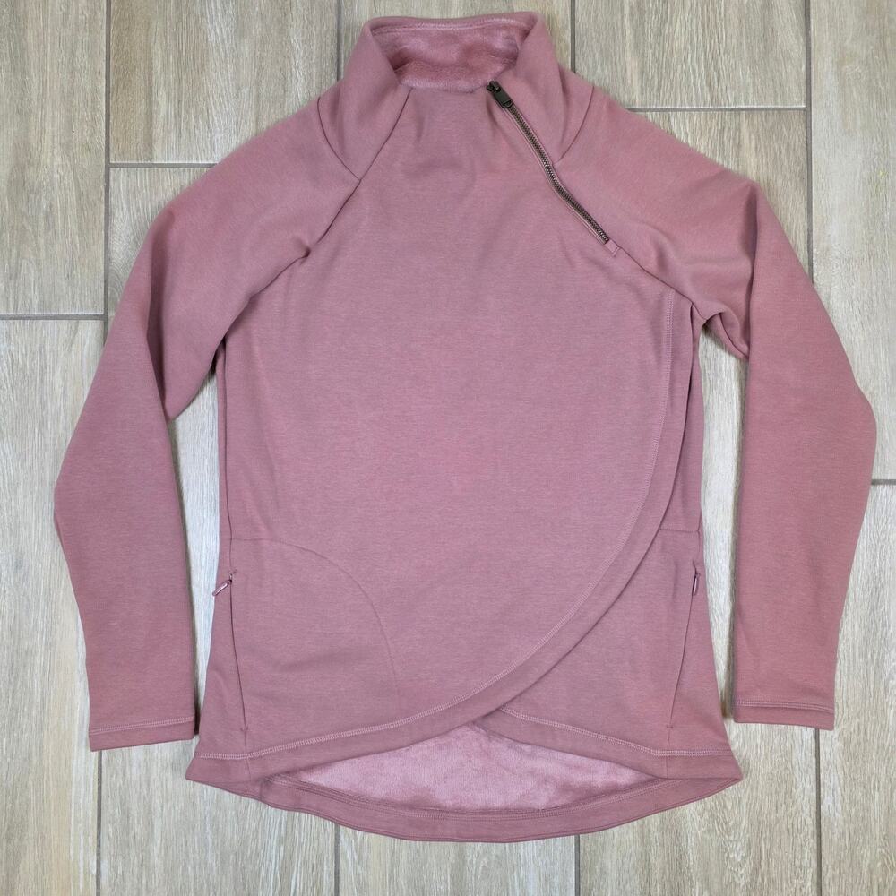 Athleta Cozy Karma Asym Pullover Womens S Pink Funnel Neck Sweatshirt
